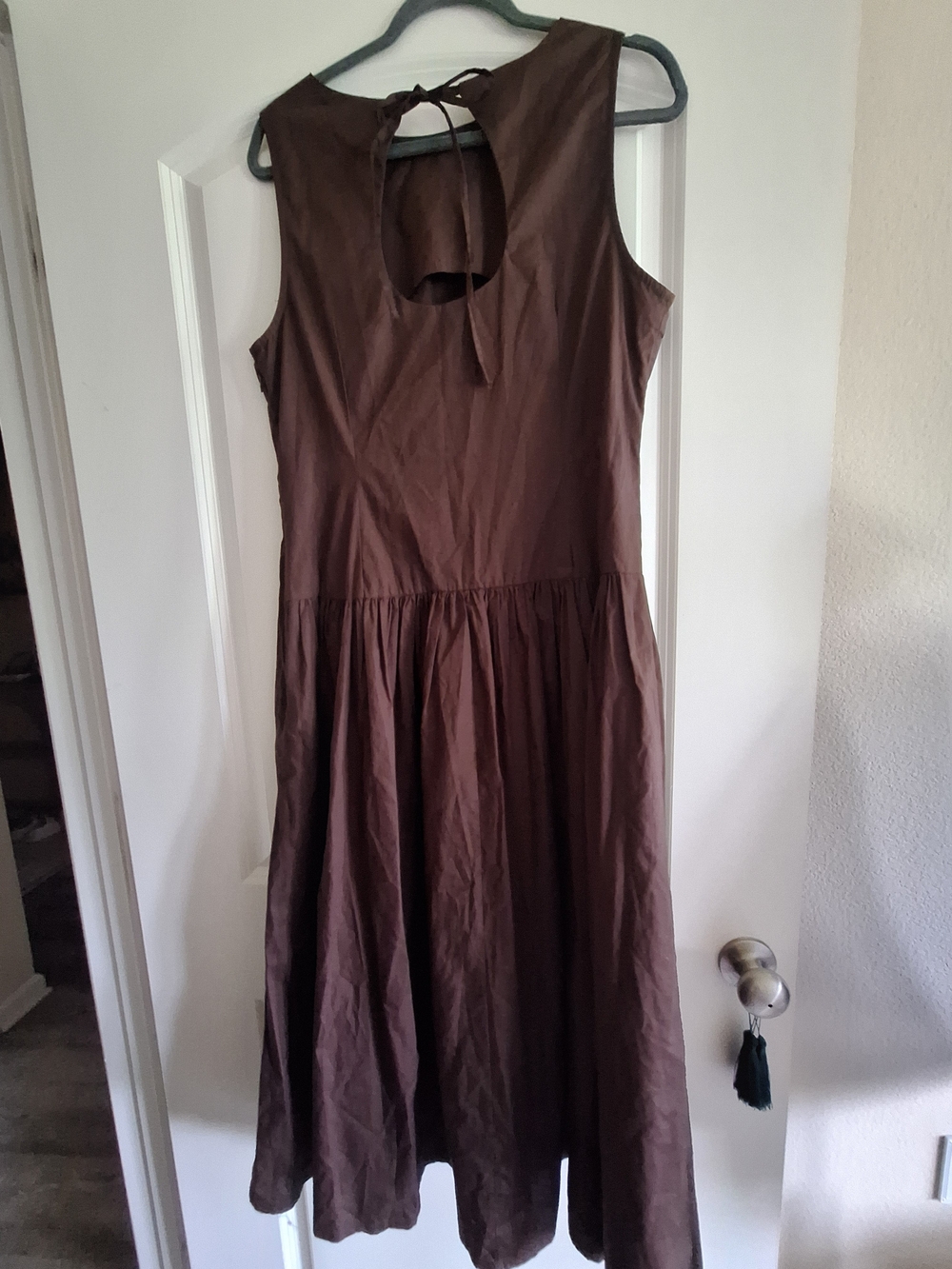 New With Tag Primark Brown Sleeveless Midi Dress with Back Tie Size 10
